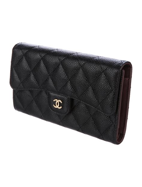 Chanel trifold wallet black caviar